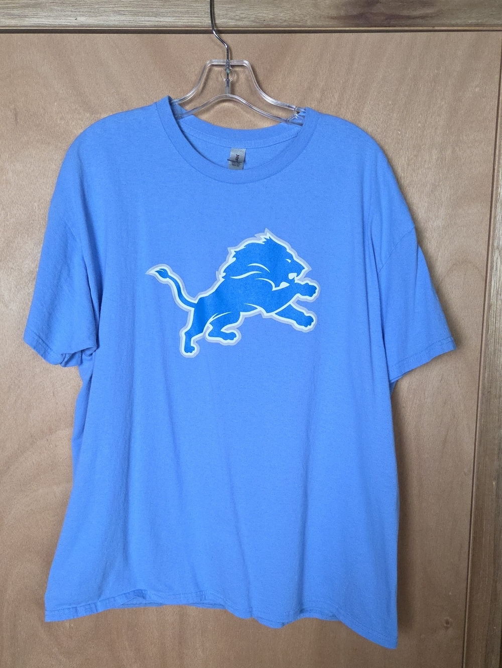 Men's Light Blue Short Sleeve Crewneck Tee Detriot Lions